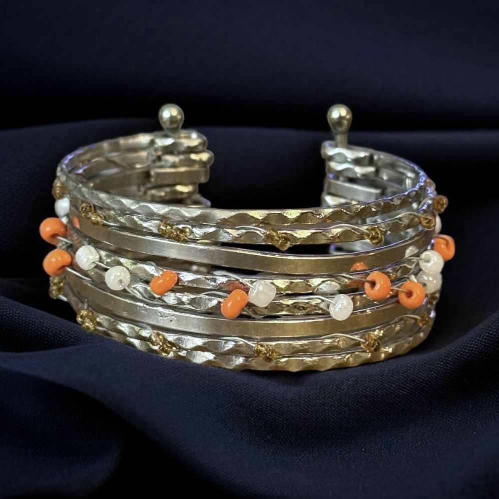 Other Silver tone beaded stacked bangle cuff bracelet Size ONE SIZE - 1 Thumbnail