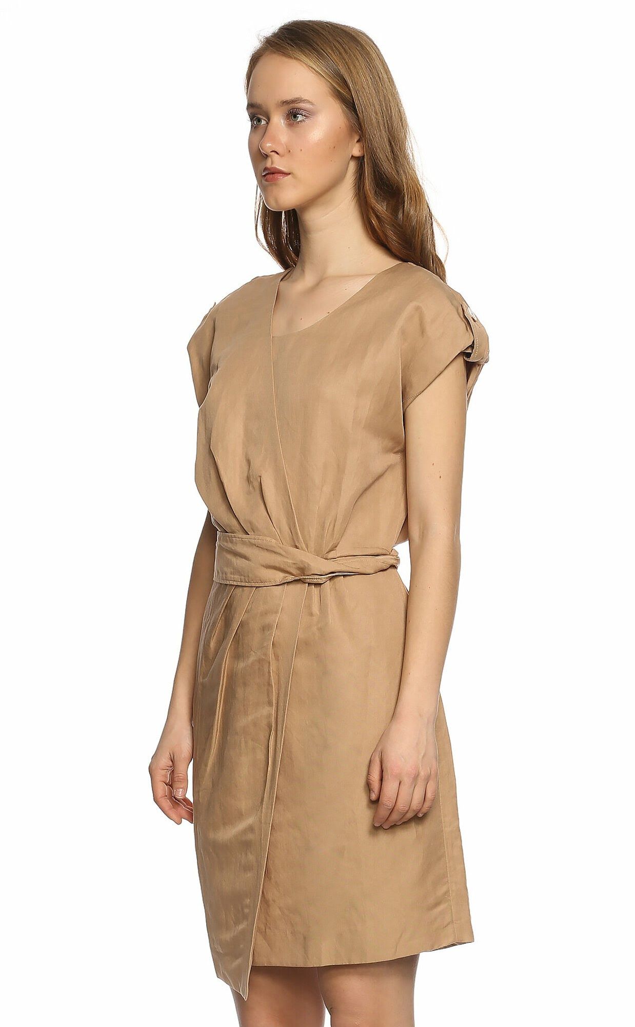 Viktor & Rolf VIKTOR & ROLF beige linen cotton belted sheath dress 8 44 Size M / US 6-8 / IT 42-44 - 4 Thumbnail