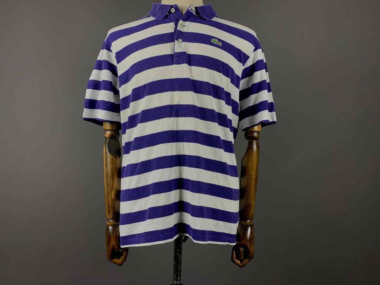 Lacoste Men Lacoste 5191L Blue White Stripe Shirt Size 6 / L - XL Size US M / EU 48-50 / 2 - 2 Thumbnail