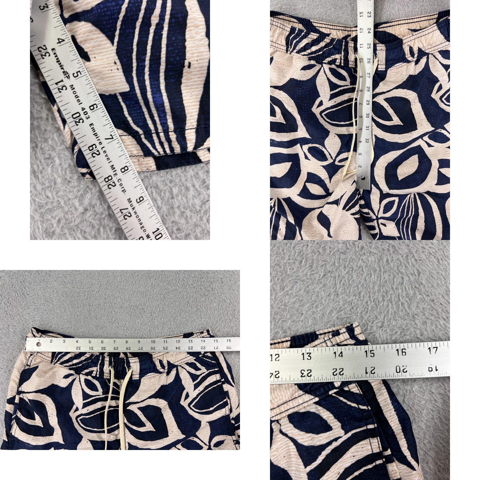 Merona Merona Trunks Mens Small Swim Blue Beige Floral Lined Polyester Beach Pool Surf Size US 29 - 8 Thumbnail