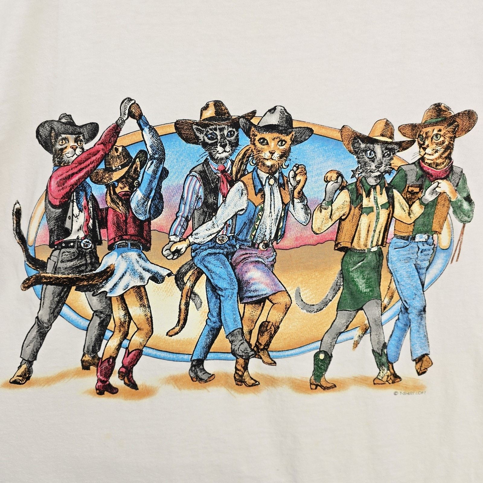 Other Vintage Dancing Cats Western Cowboys T-Shirt XL 90s Size US XL / EU 56 / 4 - 3 Thumbnail