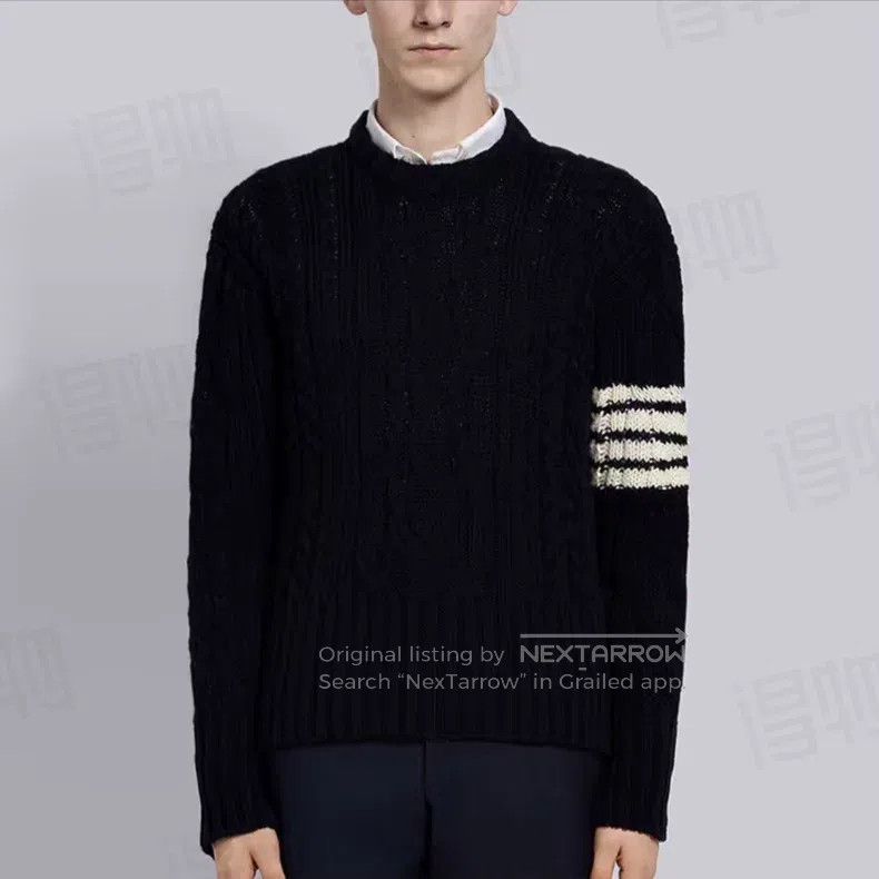 Thom Browne Thom Browne Coarse Knit Round Neck Mohair Sweater, Dark Bl Size US M / EU 48-50 / 2 - 8 Thumbnail