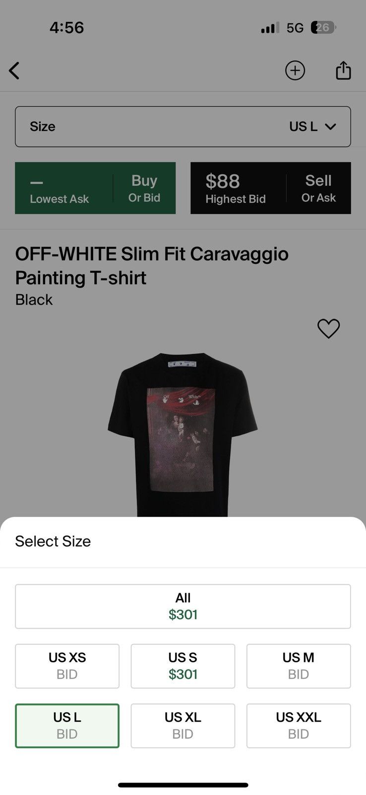 Off-White × Virgil Abloh OFF-WHITE Slim Fit Caravaggio Painting T-shirt Size US M / EU 48-50 / 2 - 7 Thumbnail