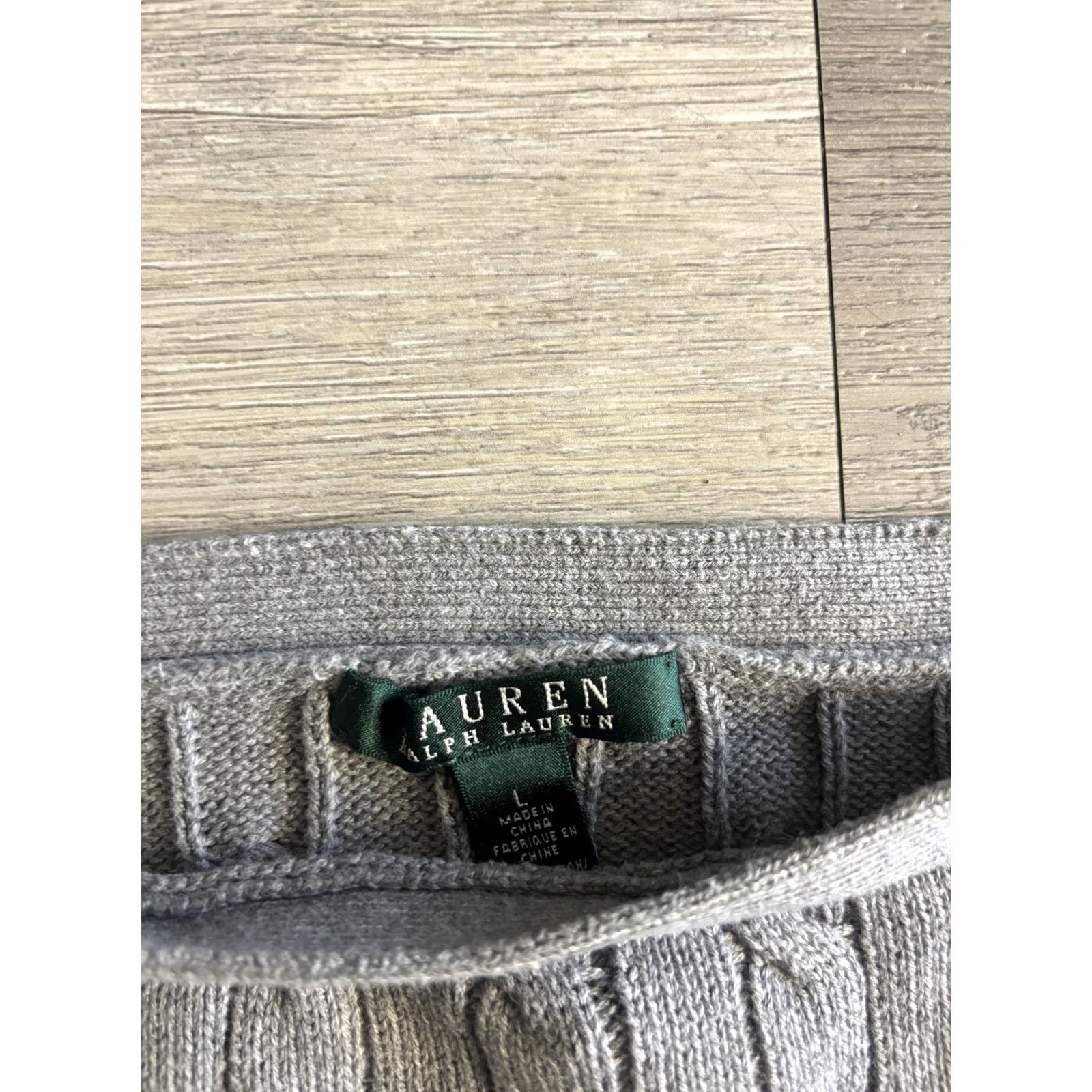 Ralph Lauren Lauren Ralph Lauren Sweater Womens Large Gray Boat Neck Cable Knit Buttons Size L / US 10 / IT 46 - 3 Thumbnail