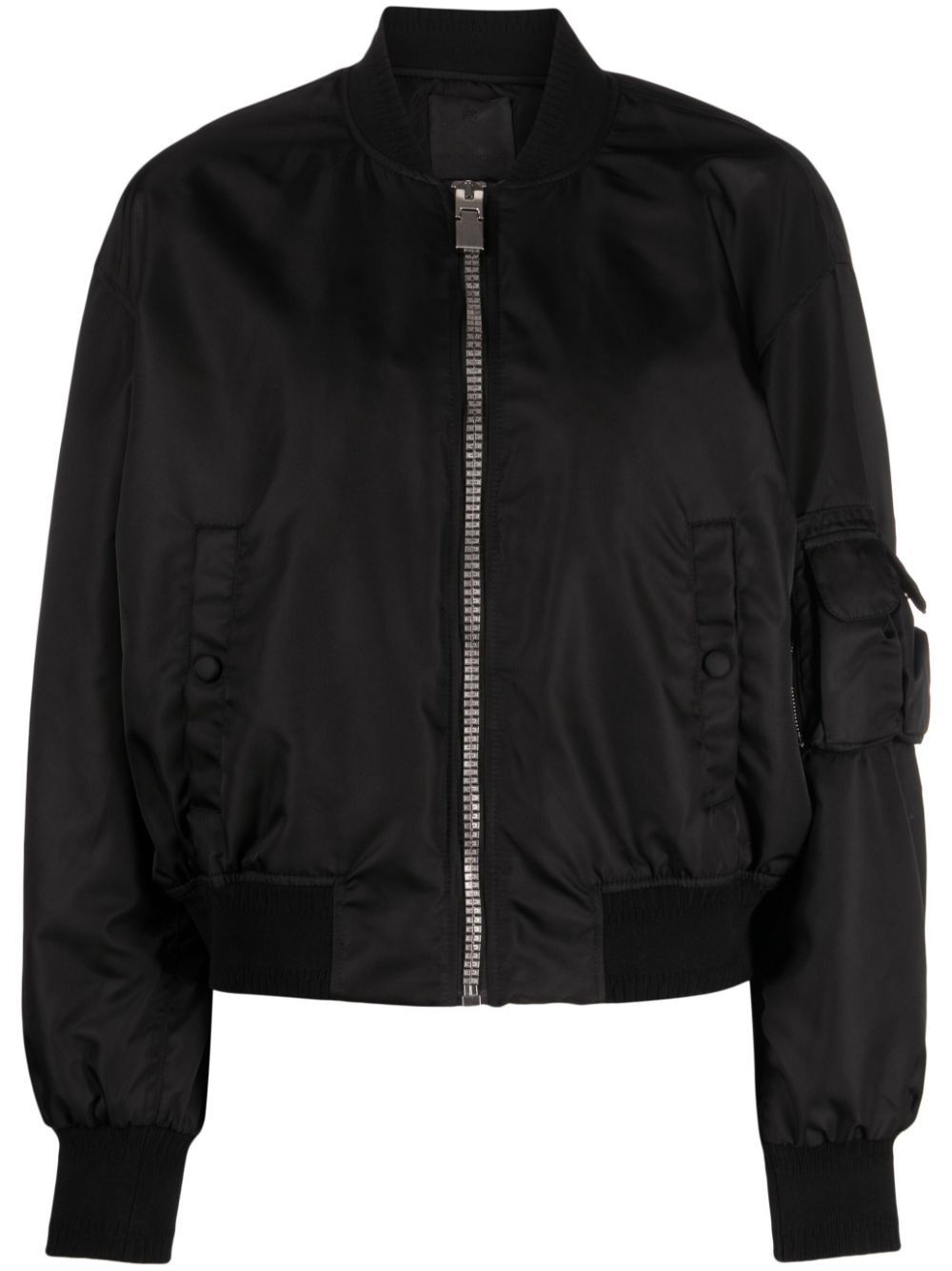 o1srvl11e1224 Multi Pocket Zipped Bomber Jacket in Black