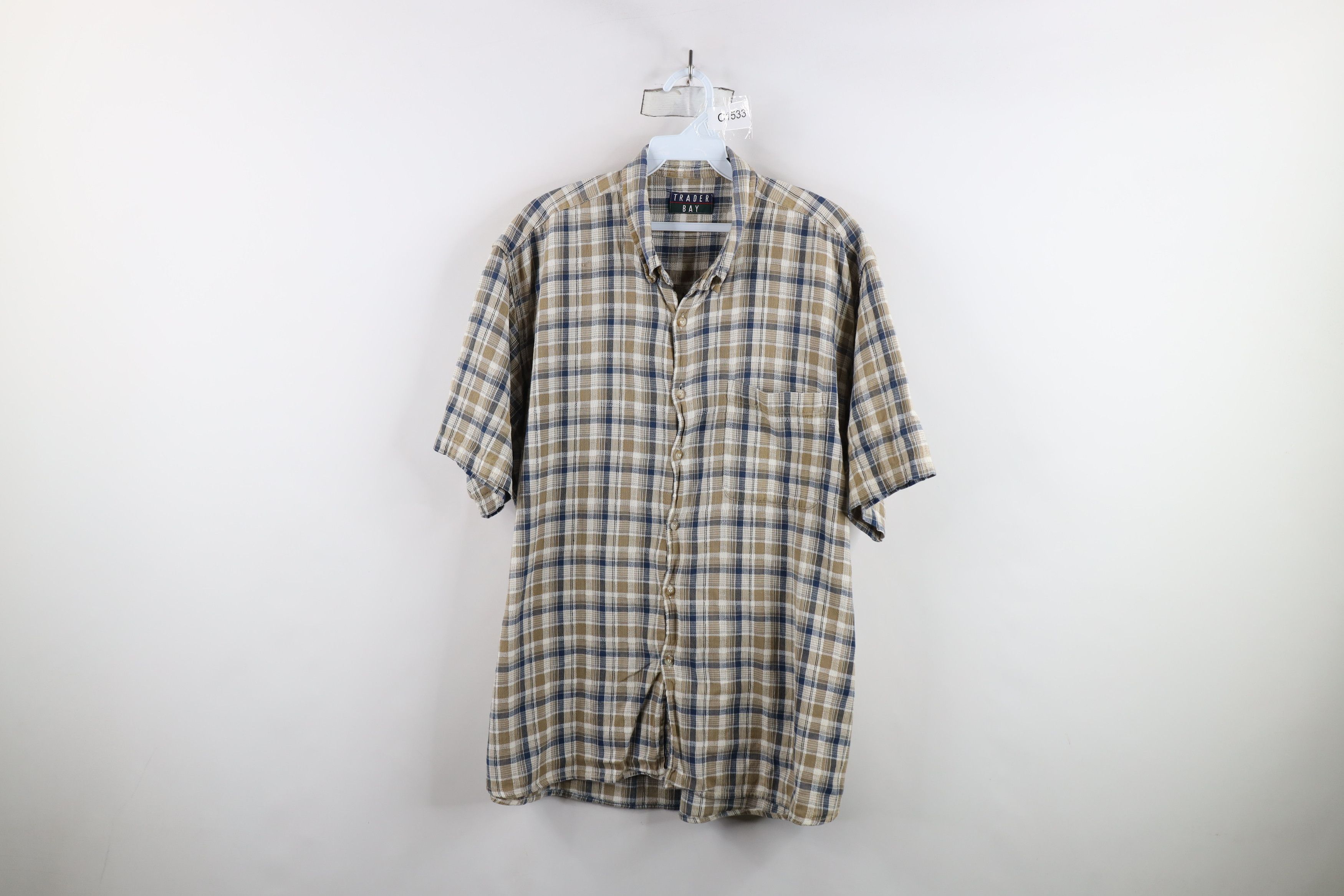 Vintage Vintage 90s Streetwear Cotton Weave Knit Button Down Shirt Size US XL / EU 56 / 4 - 1 Thumbnail