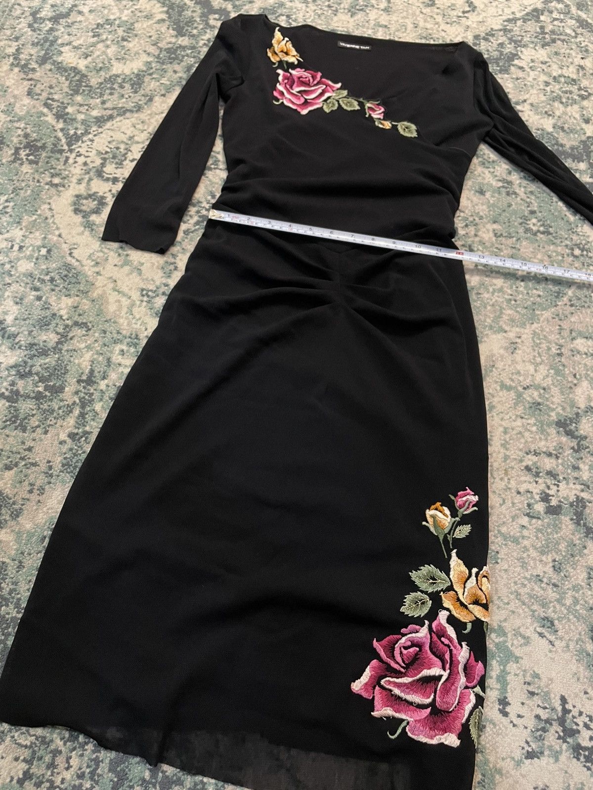 Vivienne Tam SS98 Vivienne Tam Flower Embroidery Layered Black Dress Size XS / US 0-2 / IT 36-38 - 15 Thumbnail