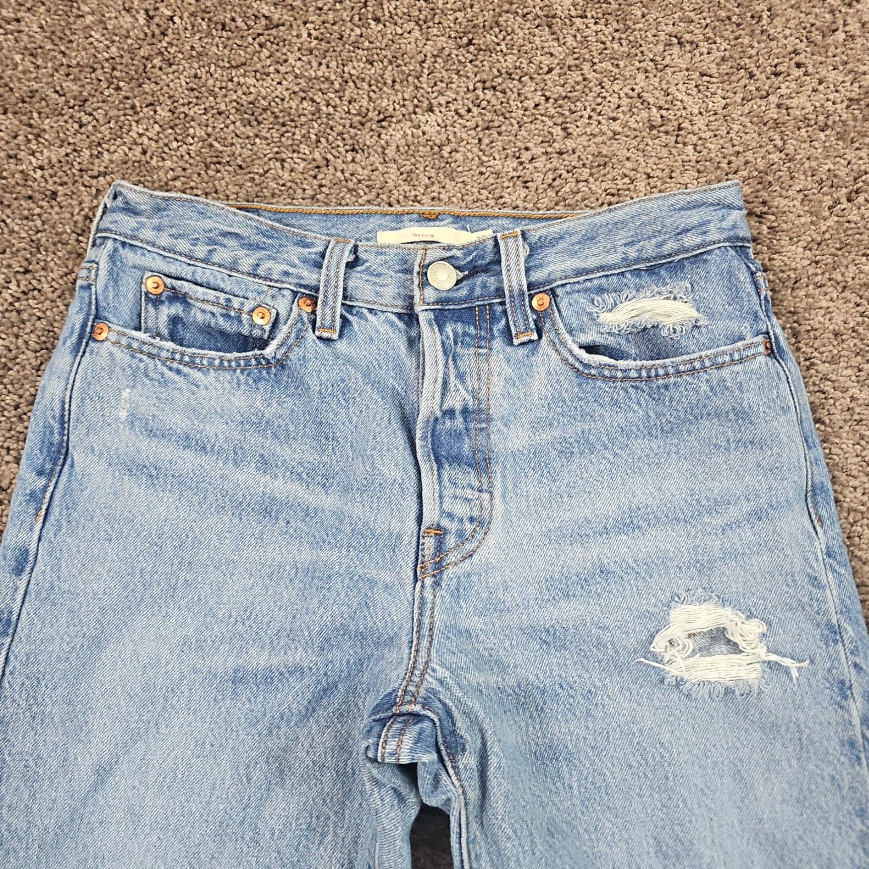 Levi's Levis Wedgie Jeans Women 27 Icon Fit Ankle Mid Rise Distressed 100% Cotton 25x27 Size 27" / US 4 / IT 40 - 2 Thumbnail