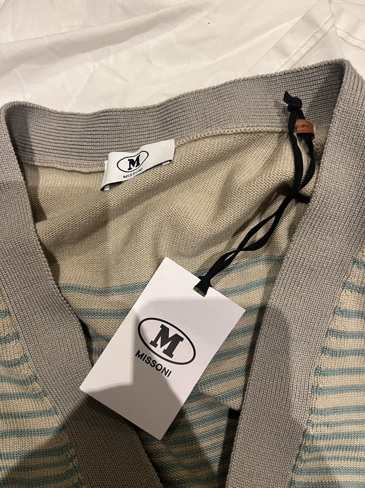 Missoni MISSONI Wool Striped Cardigan Multicolour Gray Large Jumper Size US L / EU 52-54 / 3 - 8 Thumbnail