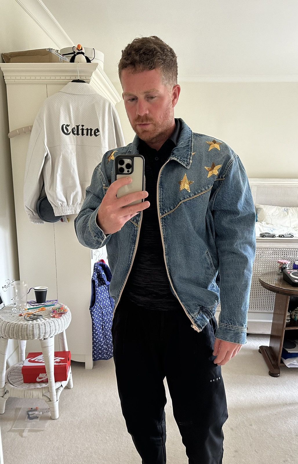Celine SS22 Celine embroidered star denim jacket union wash XL Size US XL / EU 56 / 4 - 4 Thumbnail