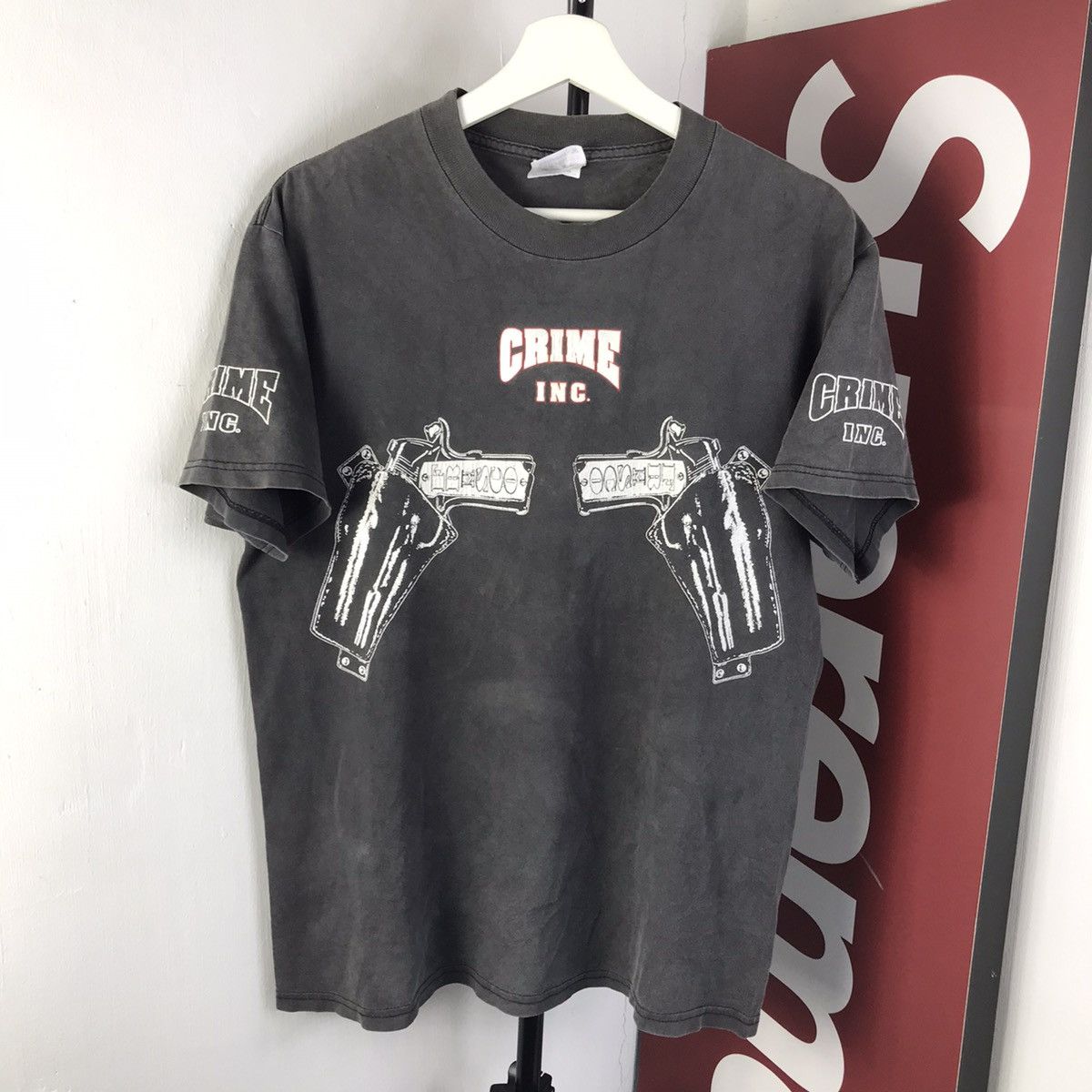 image of Vintage Crime Inc Gangsta Shoot Informants Not Drug Shirtt in Black, Men's (Size Medium)