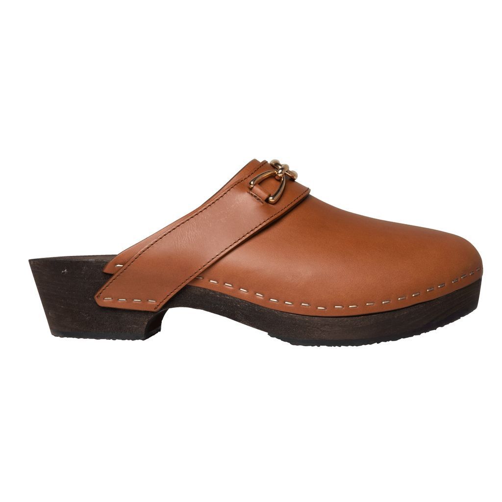 image of Celine Les Bois Calfskin Clog In Brown Shoes, Women's (Size 11)
