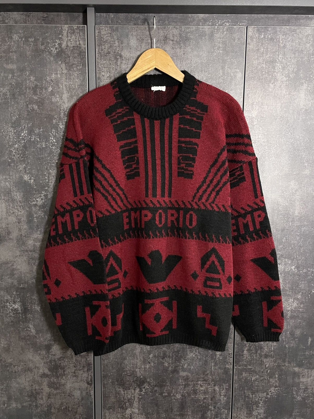 Emporio Armani Vintage 80s Aztec Emporio Armani Knit Sweater Hedi YSL RRL Size US L / EU 52-54 / 3 - 2 Thumbnail