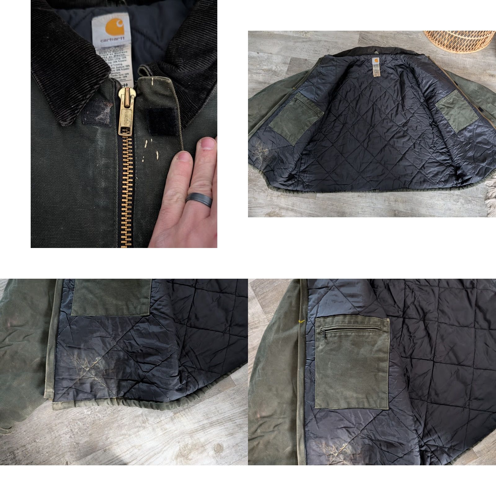 Carhartt VINTAGE Carhartt Jacket 3XLT Mens MOS Green Corduroy Collar Quilted Full Zip Lined Pockets Workwear 90s USA Detroit Arct ic Size US XXL / EU 58 / 5 - 9 Thumbnail