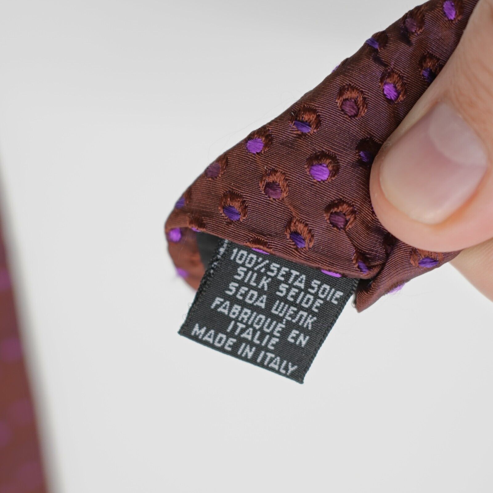 Hugo Boss Boss Hugo Boss Reddish Purple Woven Polka Dot Short Silk Tie Size ONE SIZE - 5 Thumbnail