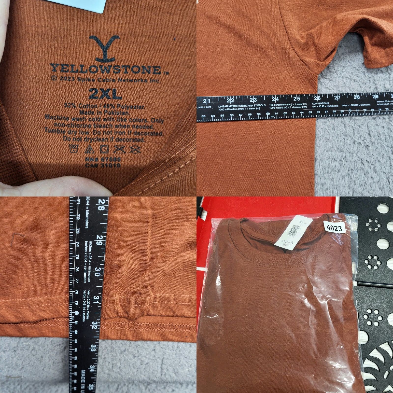 Vintage NWT Yellowstone Unisex T-Shirt Crew Neck Men's 2XLarge Rip Wheeler Montana Rust Orange Graphic Print Size US XXL / EU 58 / 5 - 8 Thumbnail