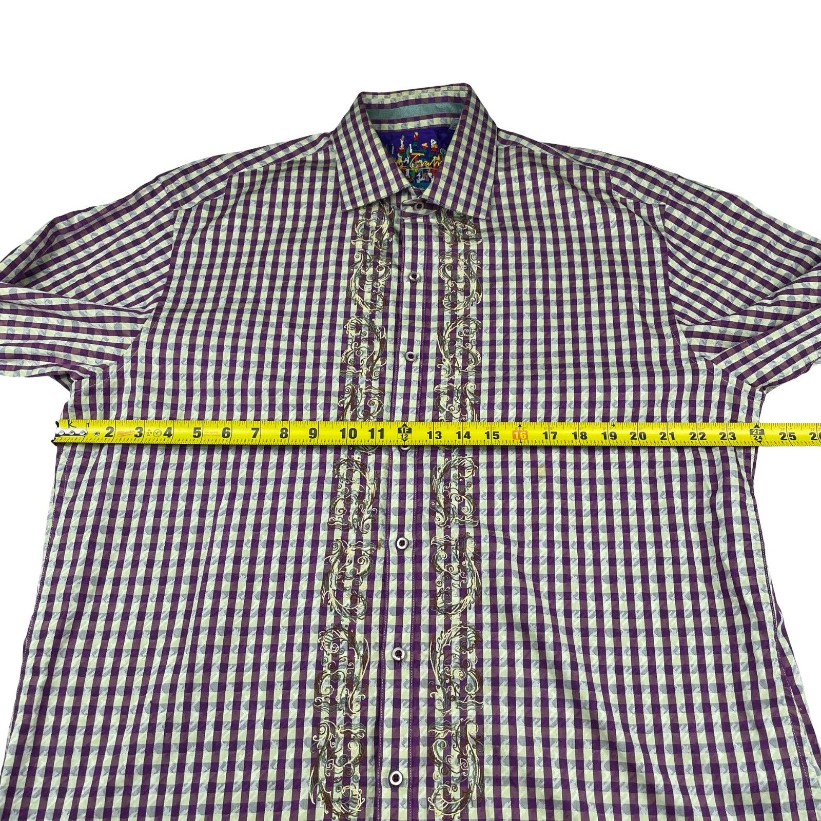 Robert Graham Robert Graham Men's Embroidered Flip Cuff Button Shirt Purpl Size US XL / EU 56 / 4 - 8 Thumbnail