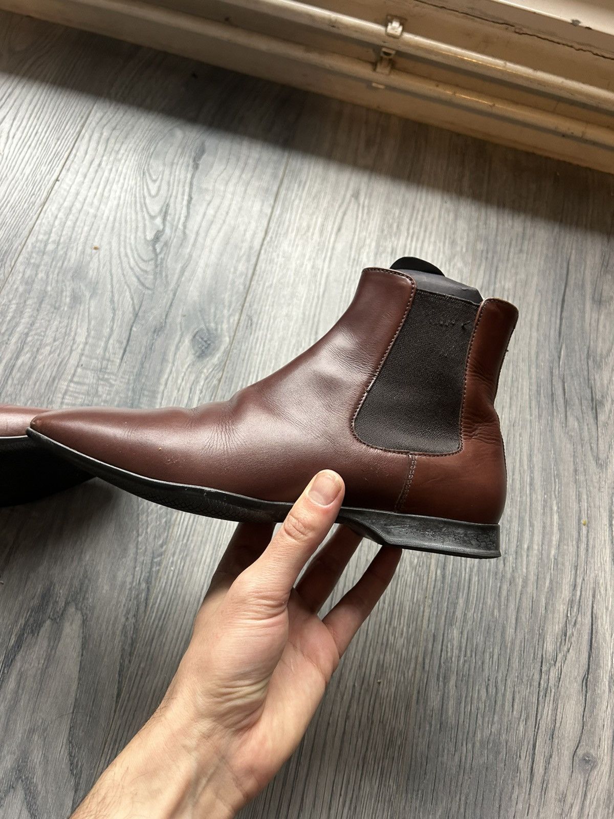 Prada Prada Brown Leather Chelsea Boots Size US 6 / EU 39 - 9 Thumbnail