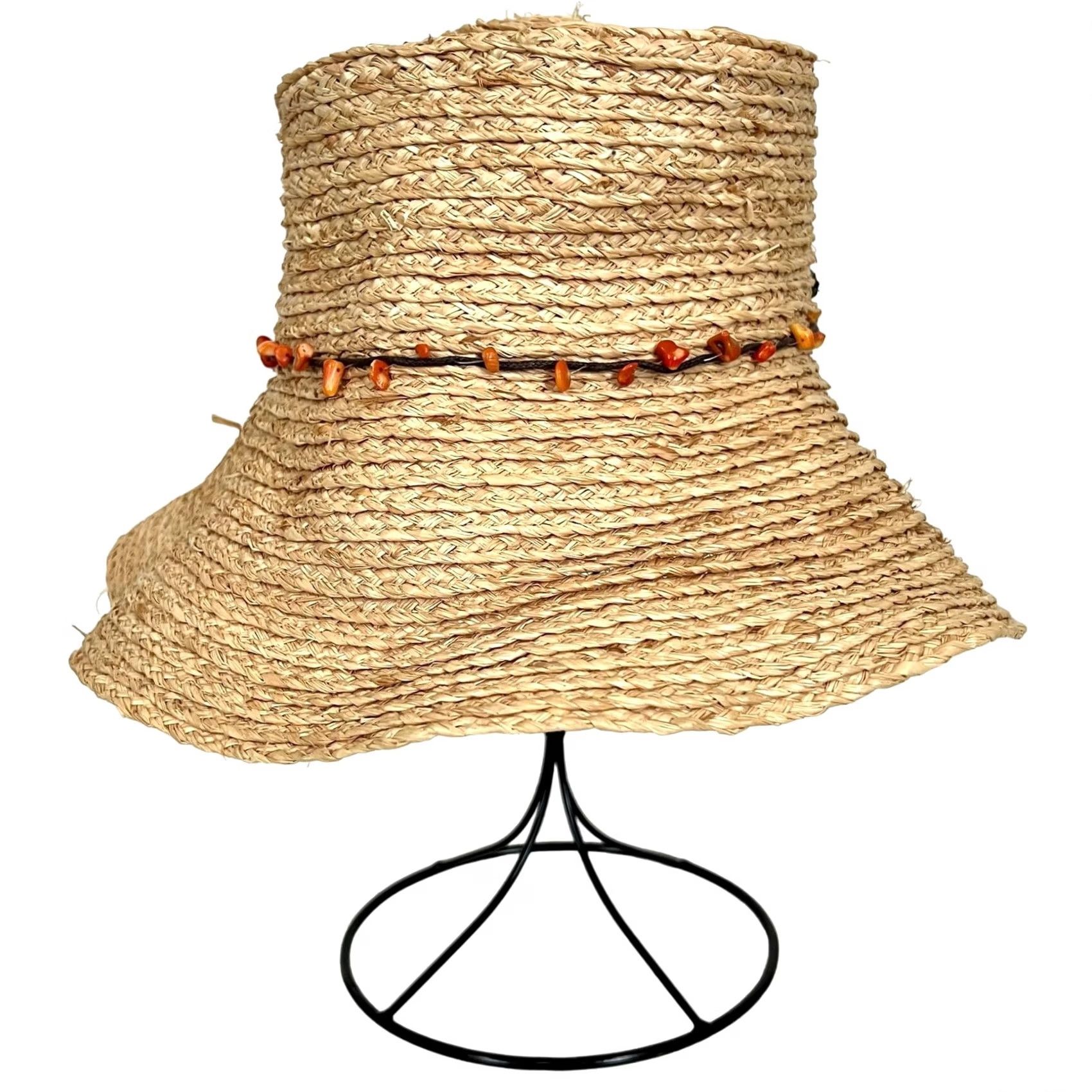 Blair Kooringal Women’s Straw Hat Beige Beaded Band Adjustable Blair Sun Hat Bucket Beaded Adjustable One Size Womens Size ONE SIZE - 4 Thumbnail