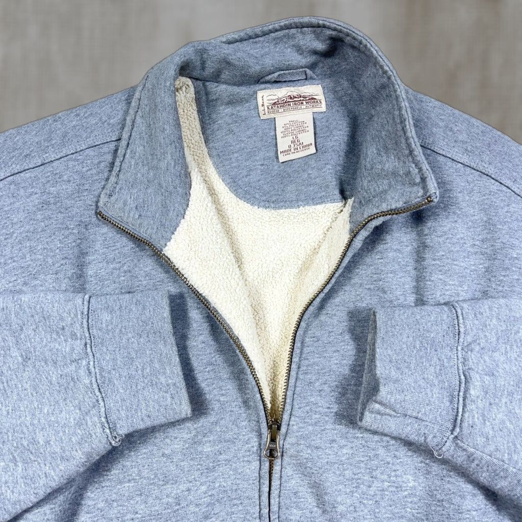 Vintage VINTAGE LL Bean Katahdin Iron Works Jacket Men Large Gray Bomber Full Zip Fleece Lined Size US L / EU 52-54 / 3 - 1 Thumbnail