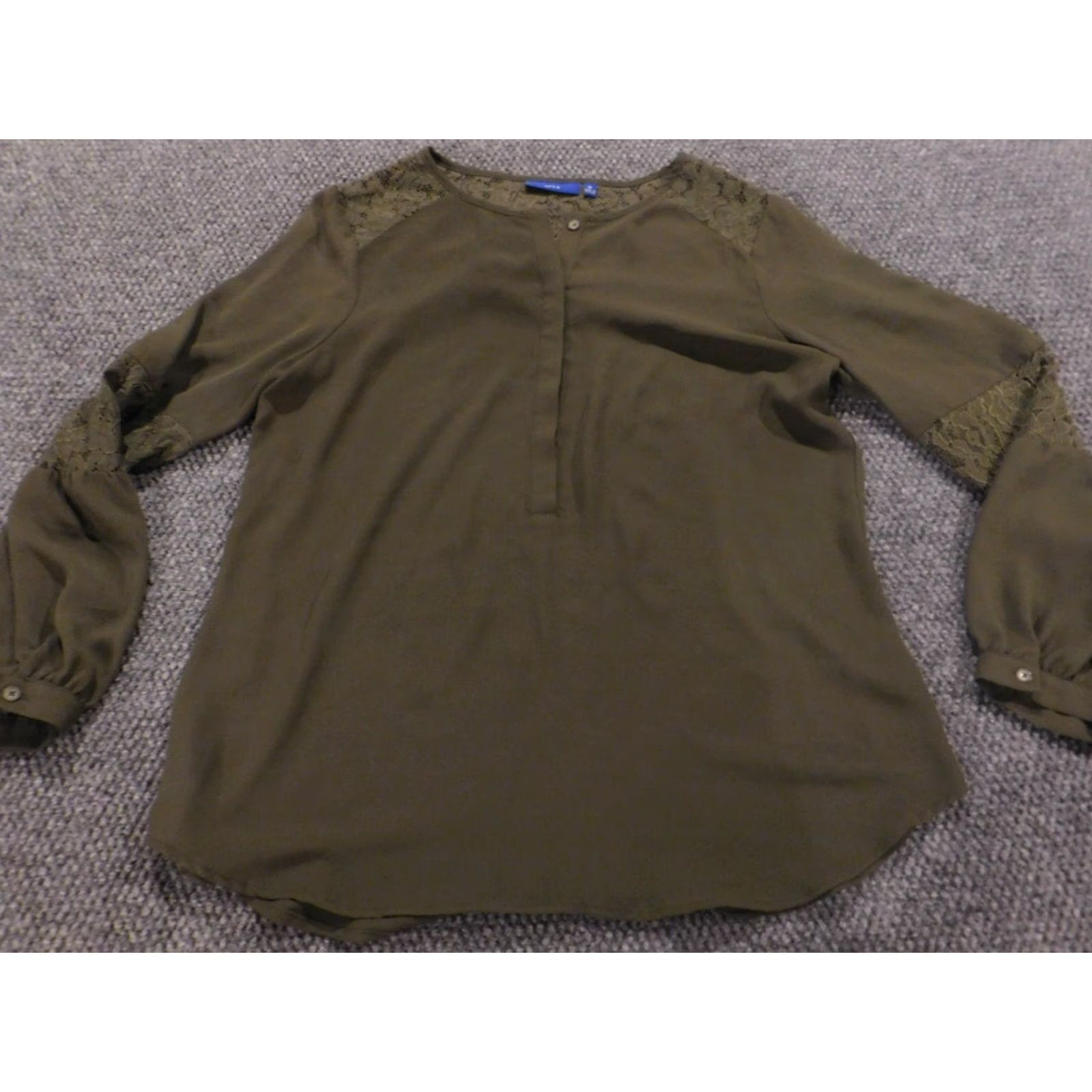 Apt. 9 Apt 9 Womens Blouse M Green Crew Neck Pullover Stretch Regular Floral Casual Cap Sleeve Shirt Size M / US 6-8 / IT 42-44 - 2 Thumbnail