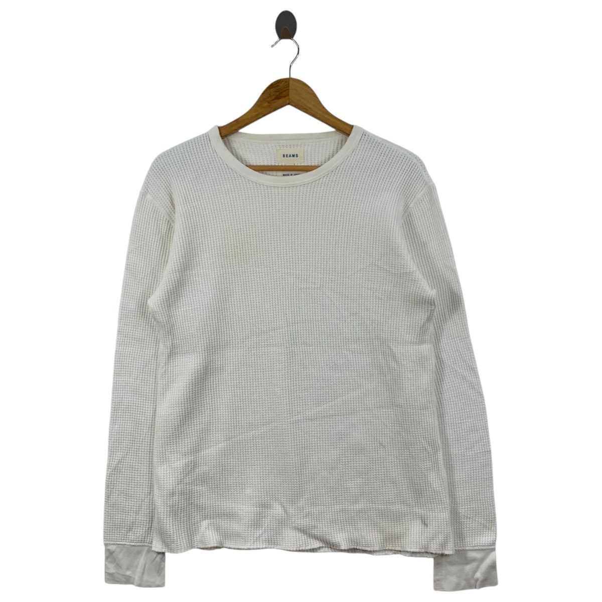 Beams Plus BEAMS Japanese Brand Plain White Waffle Style Sweatshirt Size US M / EU 48-50 / 2 - 1 Thumbnail
