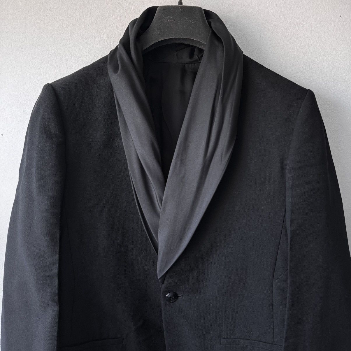 Rick Owens Rick Owens SS2015 Black Wool Silk Shawl Collar Blazer Jacket Size US M / EU 48-50 / 2 - 2 Thumbnail