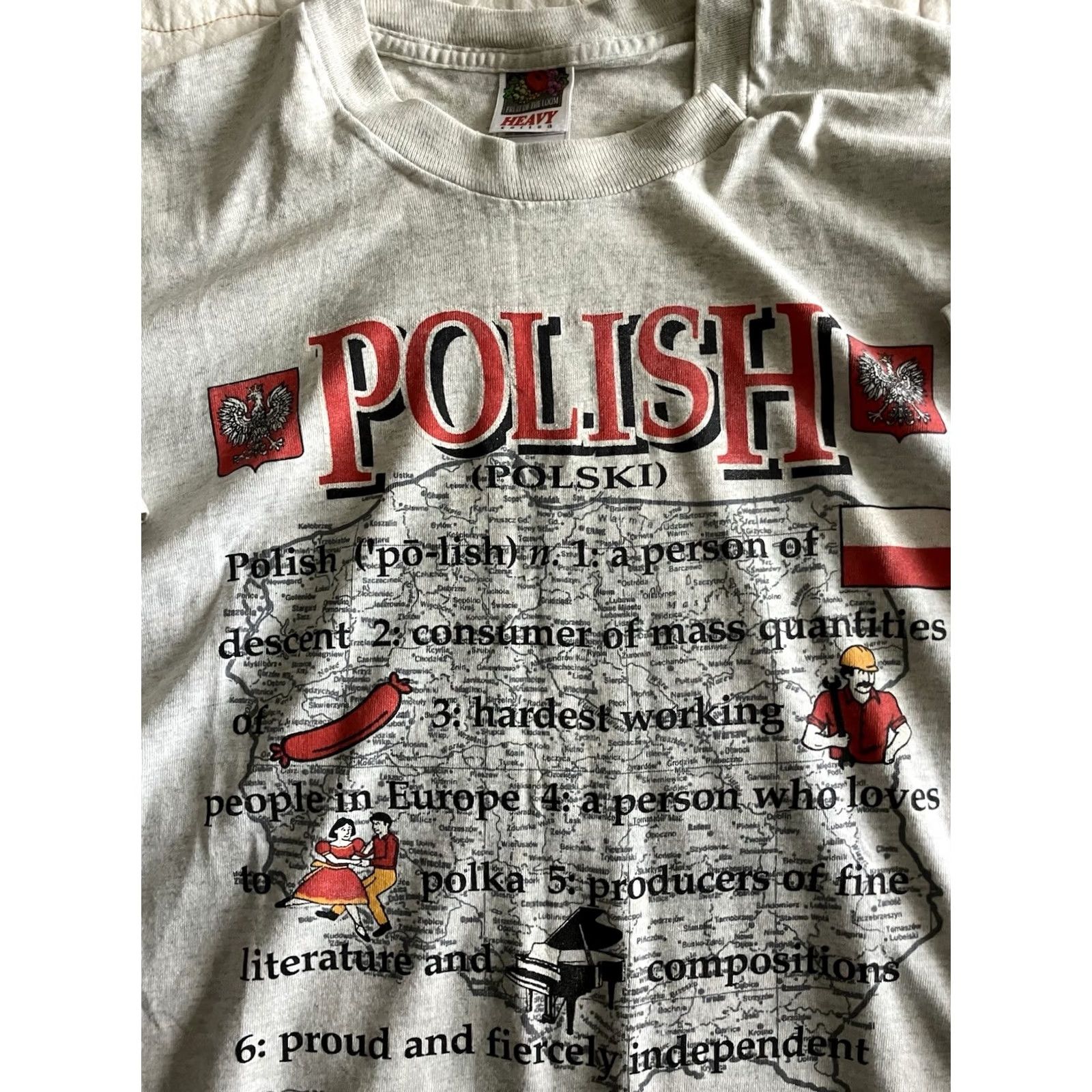 Fruit Of The Loom VINTAGE 90s Polish Definition T Shirt Mens Large USA Made Novelty Tee FOTL Size US L / EU 52-54 / 3 - 2 Thumbnail