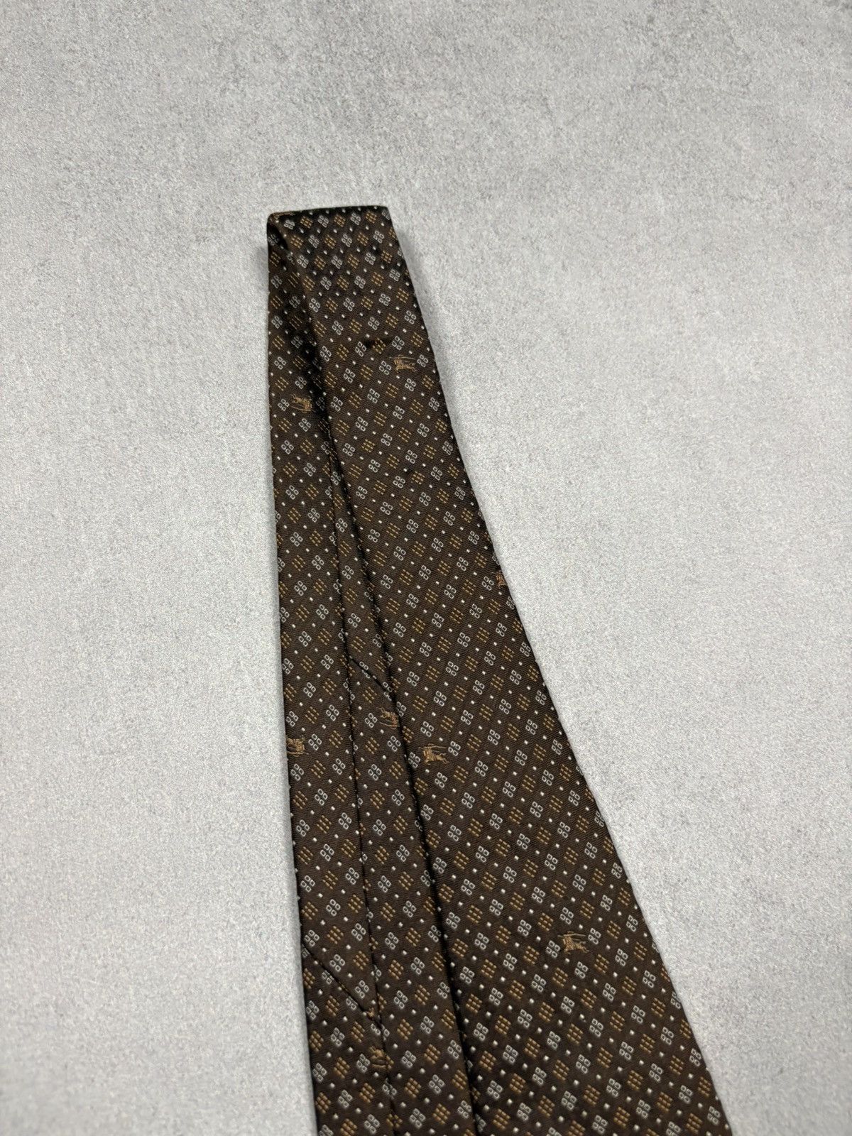 Burberry Burberry London Brown Silk Tie Monogram Pattern Vintage Size ONE SIZE - 8 Thumbnail