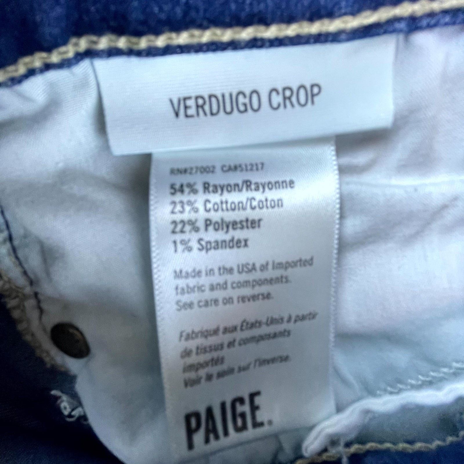 Paige Paige Jeans Womens 25 Blue Verdugo Crop Denim Stretch Size 25" / US 0 / IT 36 - 9 Thumbnail
