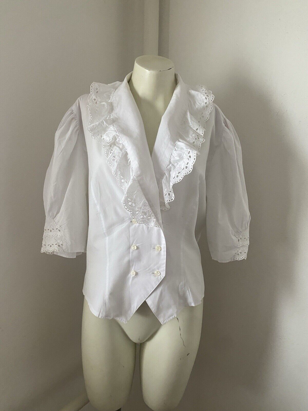 Vintage Vintage Blouse Trachten Puff Sleeve Collared Size 18 A25 Size XL / US 12-14 / IT 48-50 - 1 Thumbnail