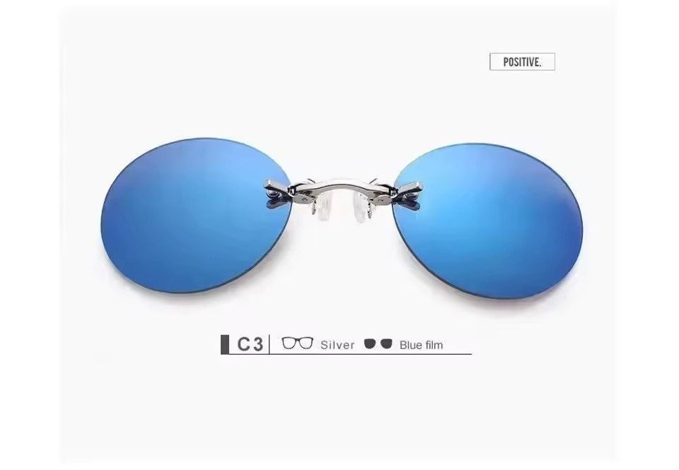 Electric Visual Clip On Nose Glasses Round Rimless Matrix Morpheus Sunglasse Size ONE SIZE - 2 Thumbnail