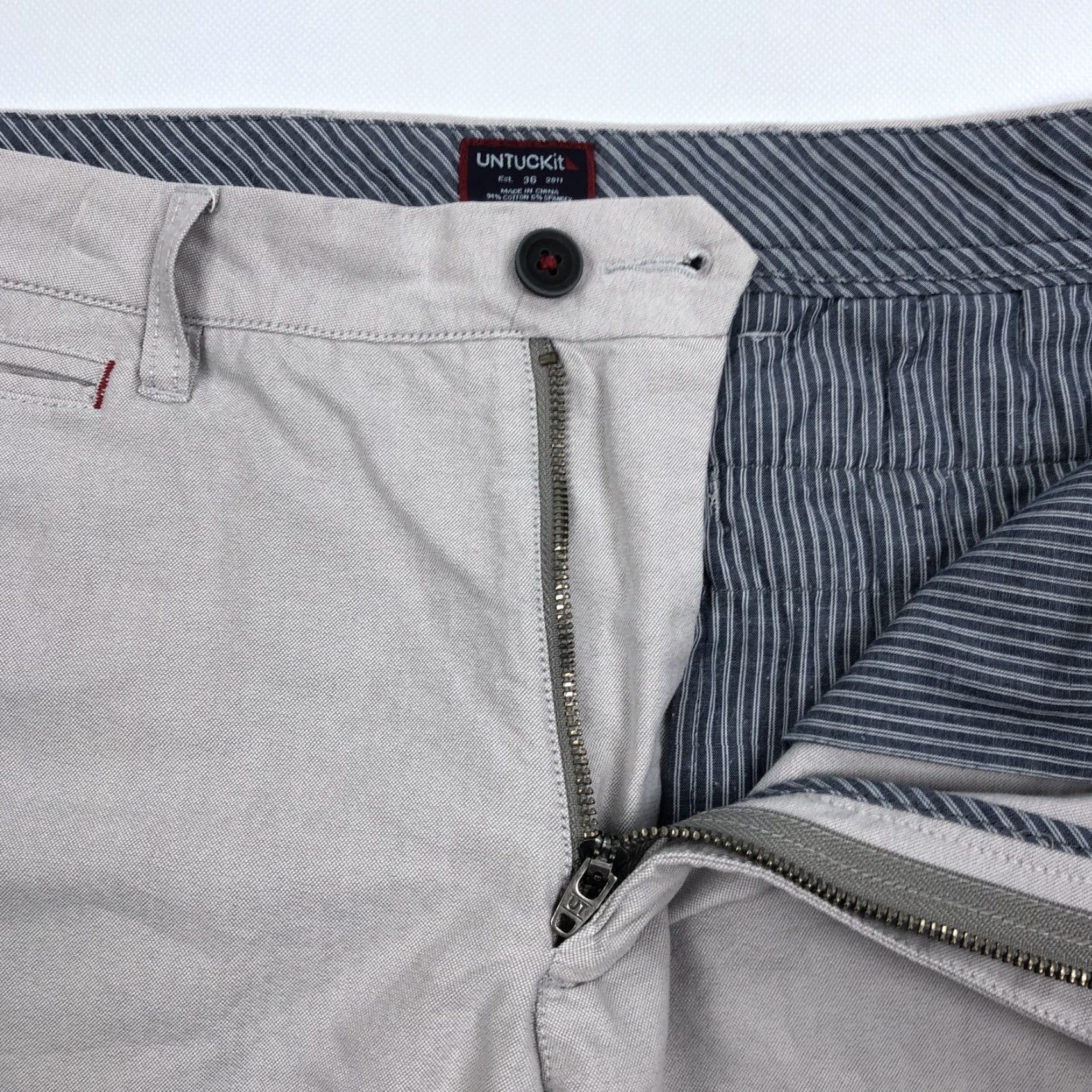 UNTUCKit UNTUCKIT Men 36 Beige Cotton Blend Flat Front Chino Shorts 9 Inseam Size US 36 / EU 52 - 7 Thumbnail