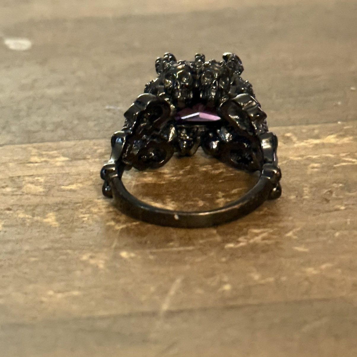 Other Gothic dark silver tone purple princess cut skull ring Size ONE SIZE - 12 Thumbnail