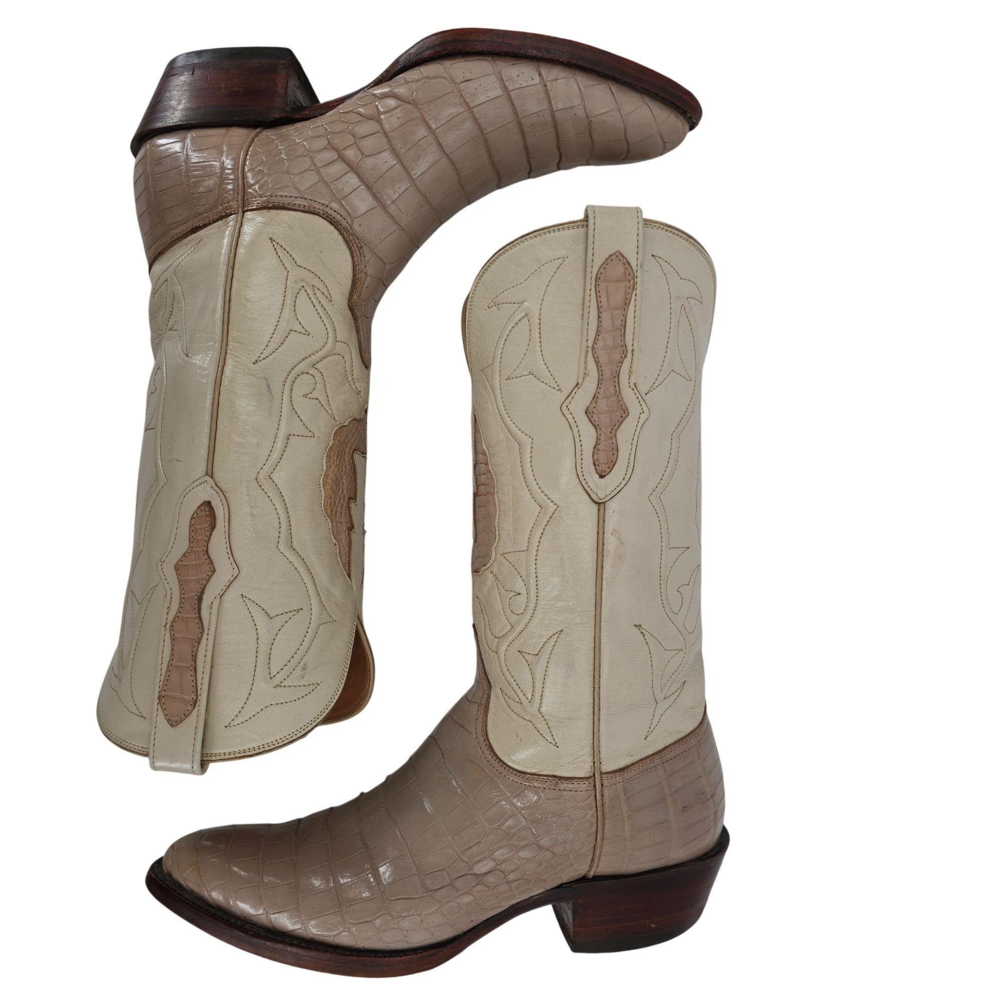 Blackjack Black Jack Exotic Alligator Men 7EE Beige Cream Cowboy Boots Size US 7 / EU 40 - 6 Thumbnail