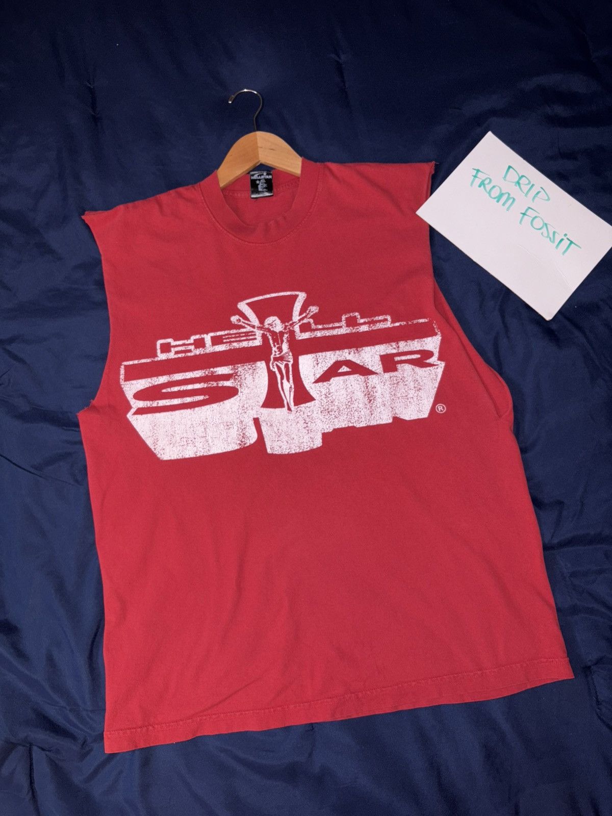 HELLSTAR Hellstar Jesus Emblem Cut Off Tee Shirt Red Size US L / EU 52-54 / 3 - 1 Thumbnail