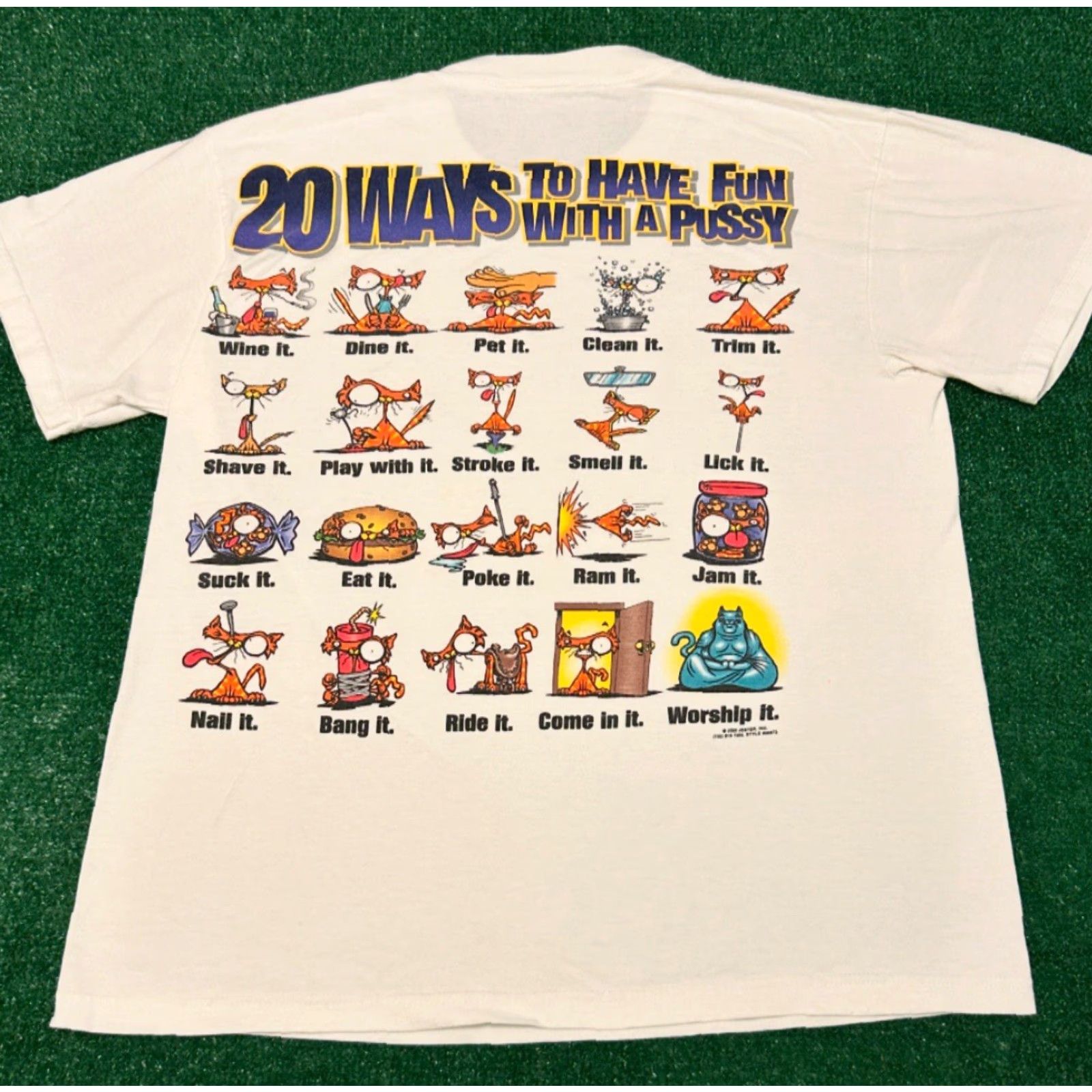 Vintage VINTAGE Unbranded T-Shirt Mens M White 90s Hip Hop Punk Skater Funny Adult Humor Way To Have Fun With A Pussy VTG Shirt Mens M Size US M / EU 48-50 / 2 - 5 Thumbnail