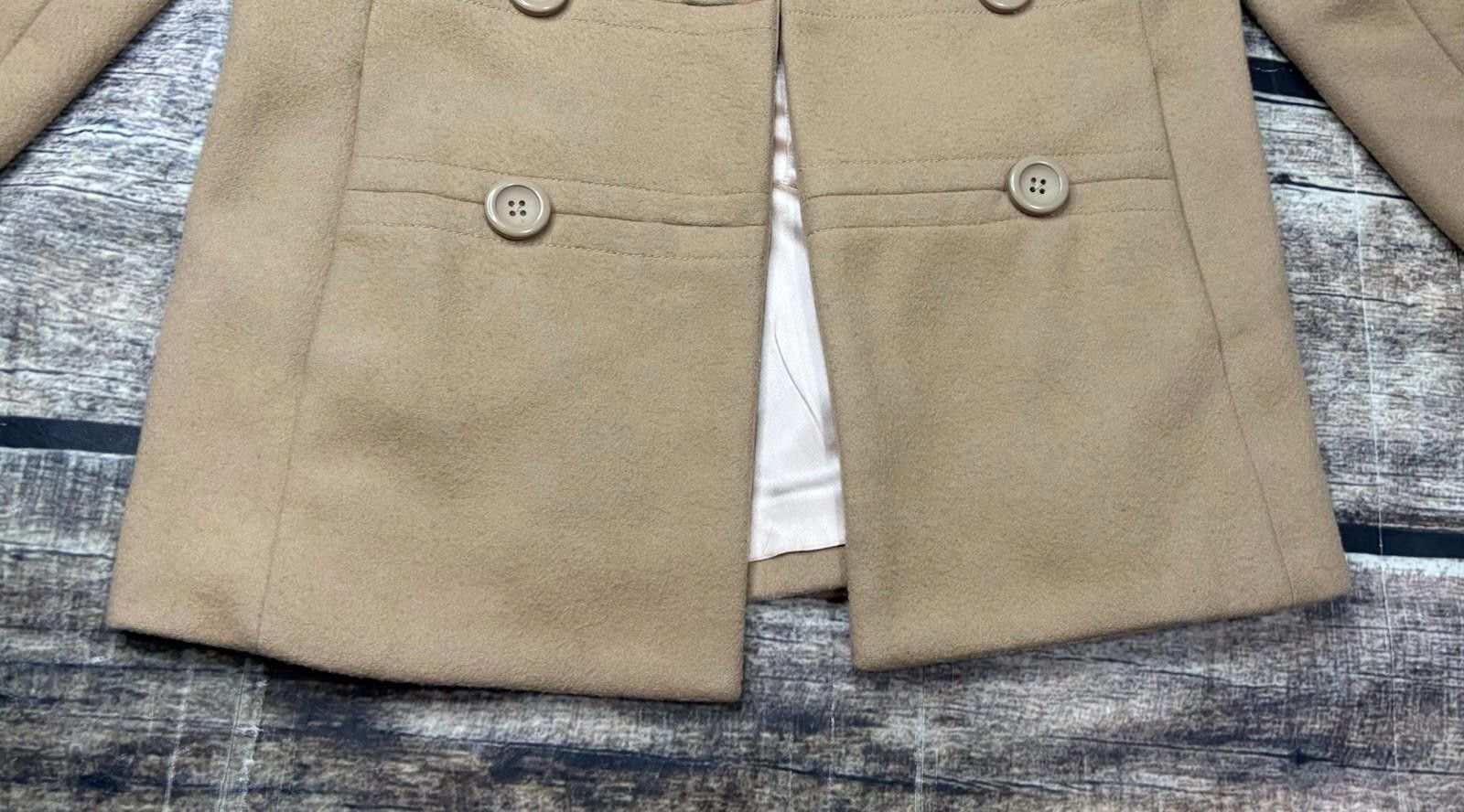 Gap Y2K Gap Peacoat Jacket Womens XS Virgin Wool Beige VTG Size XS / US 0-2 / IT 36-38 - 8 Thumbnail
