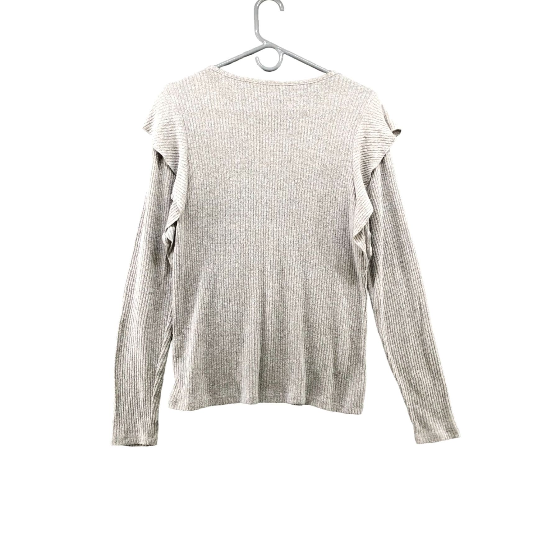 Lucky Brand Lucky Brand T Shirt Womens L Long Sleeve Ribbed Ruffle Gray Crewneck Knit Polyester Viscose Casual Basic US Size Large Size L / US 10 / IT 46 - 2 Thumbnail