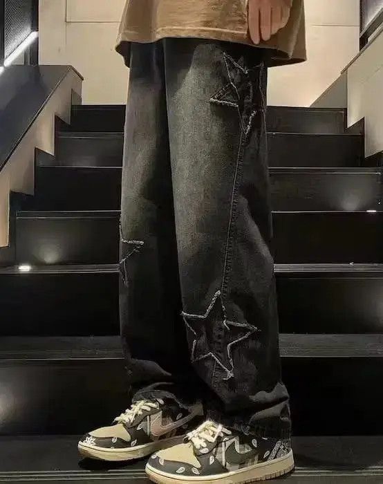 Japanese Brand Black Color Star Aesthetic Spliced Denim Size US 32 / EU 48 - 6 Thumbnail