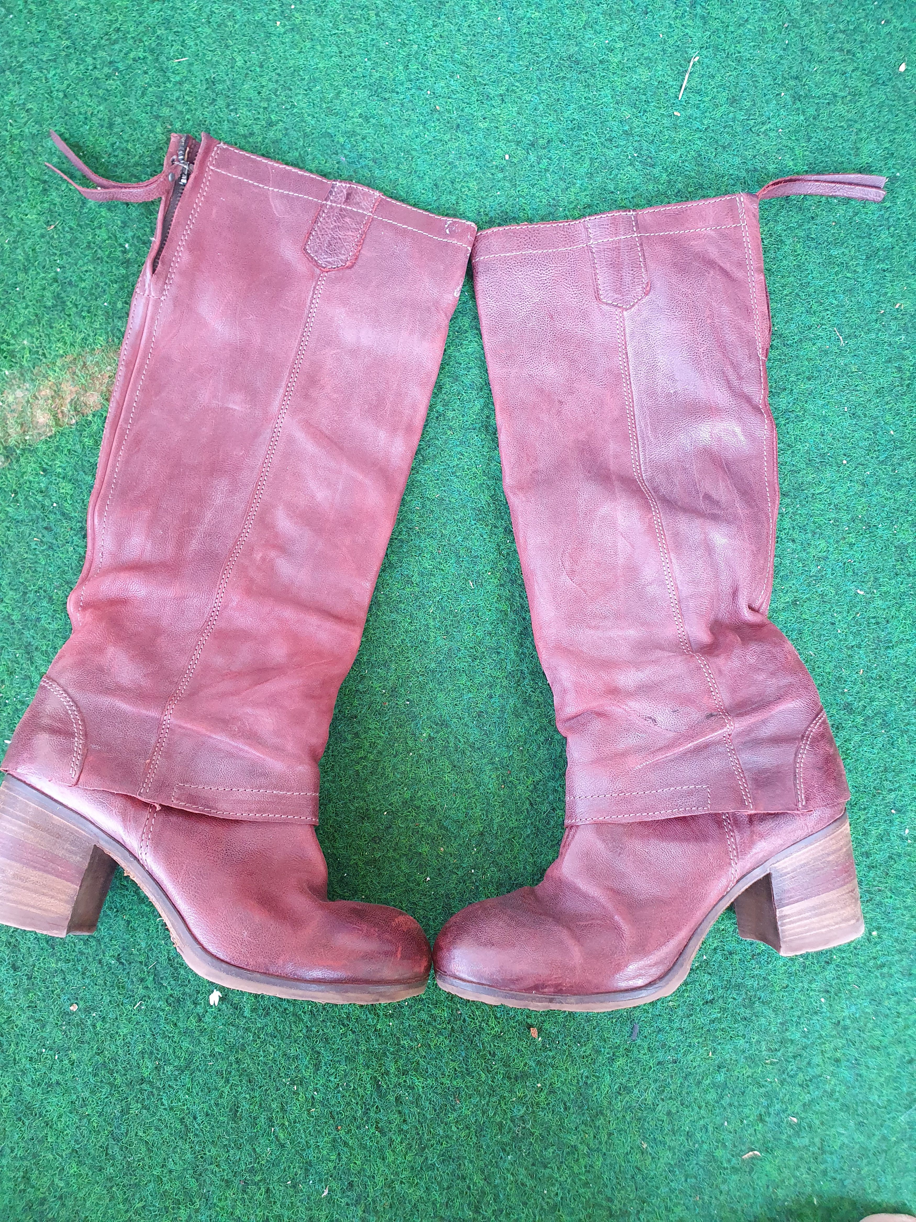 A.S.98 Airstep Long Knee Heels Leather Zipper Biker Boots 38 Size US 8 / IT 38 - 7 Thumbnail