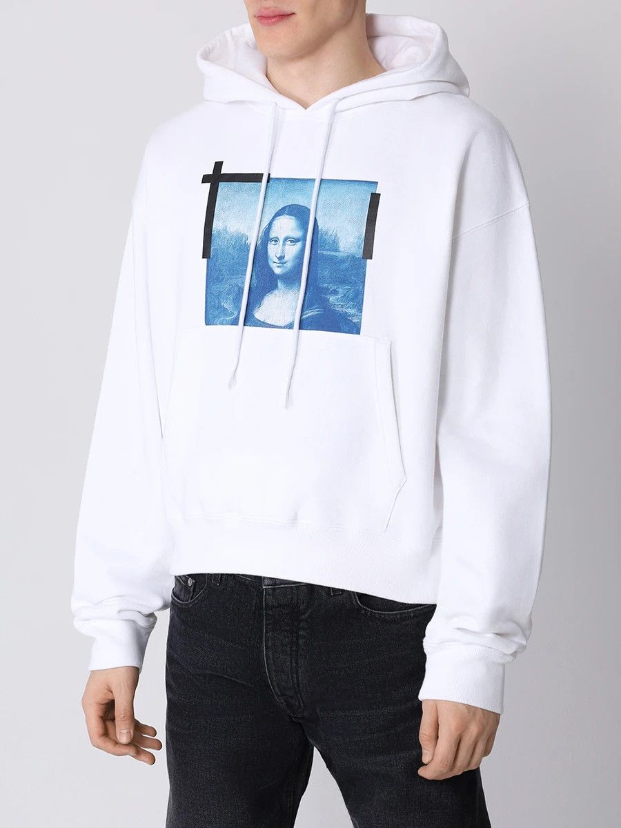 Off-White White Mona Lisa Logo Oversized Hoodie Size US L / EU 52-54 / 3 - 2 Thumbnail