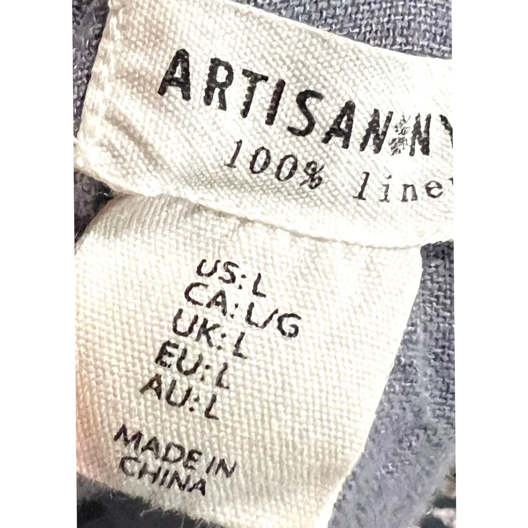 Vintage Artisan NY 100% Linen Button-Up Shirt Blue Long Sleeve Womens Sz L Shirts Size L / US 10 / IT 46 - 6 Thumbnail