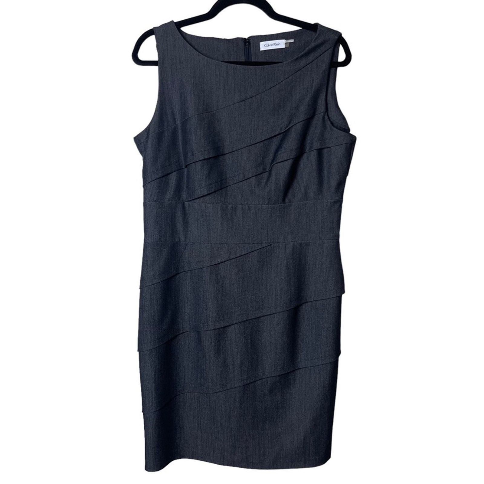 Calvin Klein Calvin Klein Multi Tiered Sleeveless Shift Dress Gray 12 Size XL / US 12-14 / IT 48-50 - 8 Thumbnail