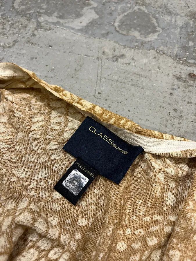 Roberto Cavalli 2000s Roberto Cavalli Crocodile Effect White & Beige Cardigan Size S / US 4 / IT 40 - 9 Thumbnail