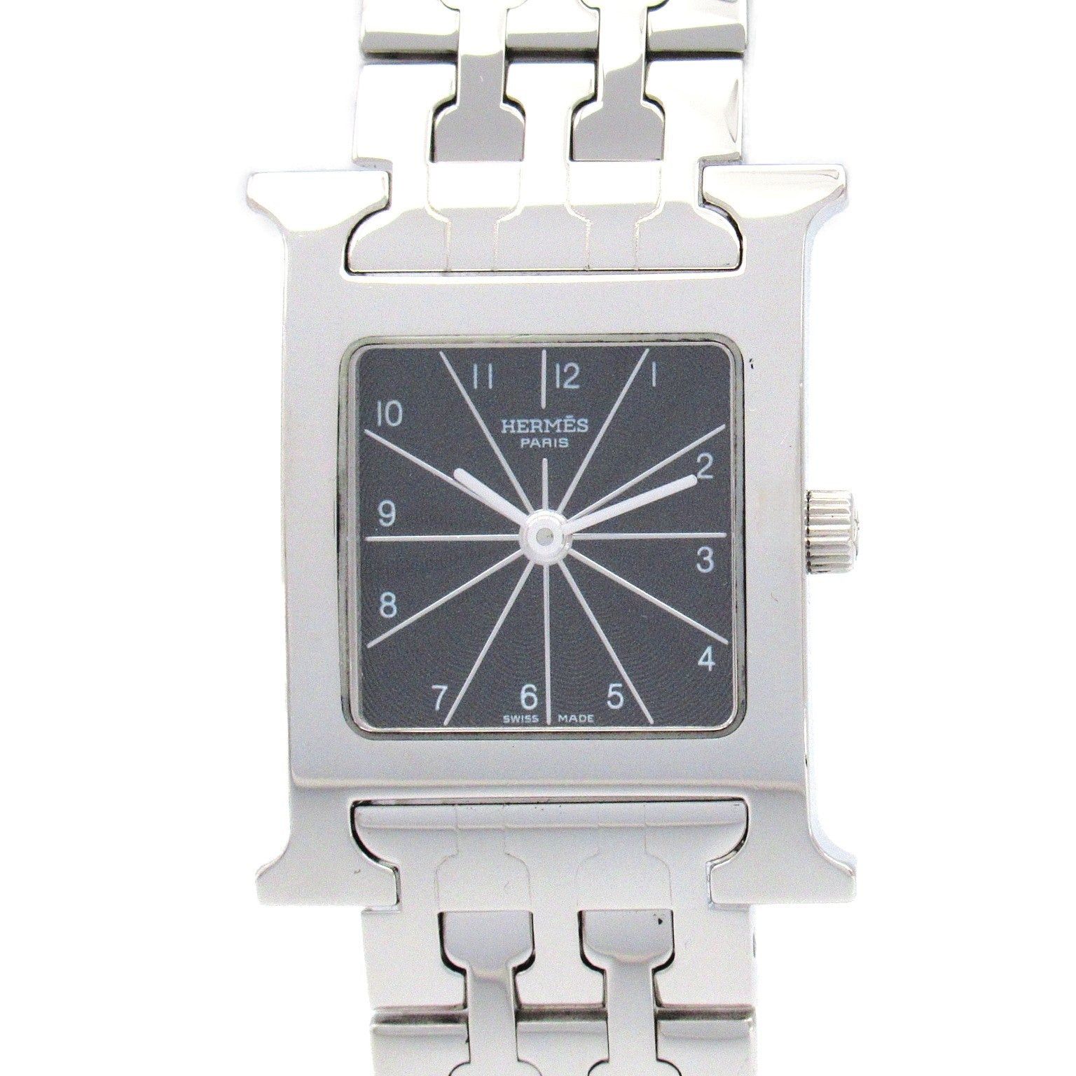 Hermes Hermes H Watch Women Quartz Stainless Steel Black Silver Size ONE SIZE - 1 Thumbnail