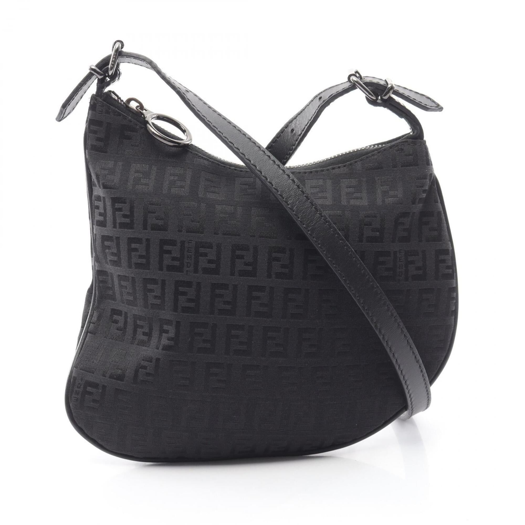 Fendi Fendi Zucchino Shoulder Bag/Handbag, Canvas and Leather, Women's, Black (8BR248) Size ONE SIZE - 1 Thumbnail