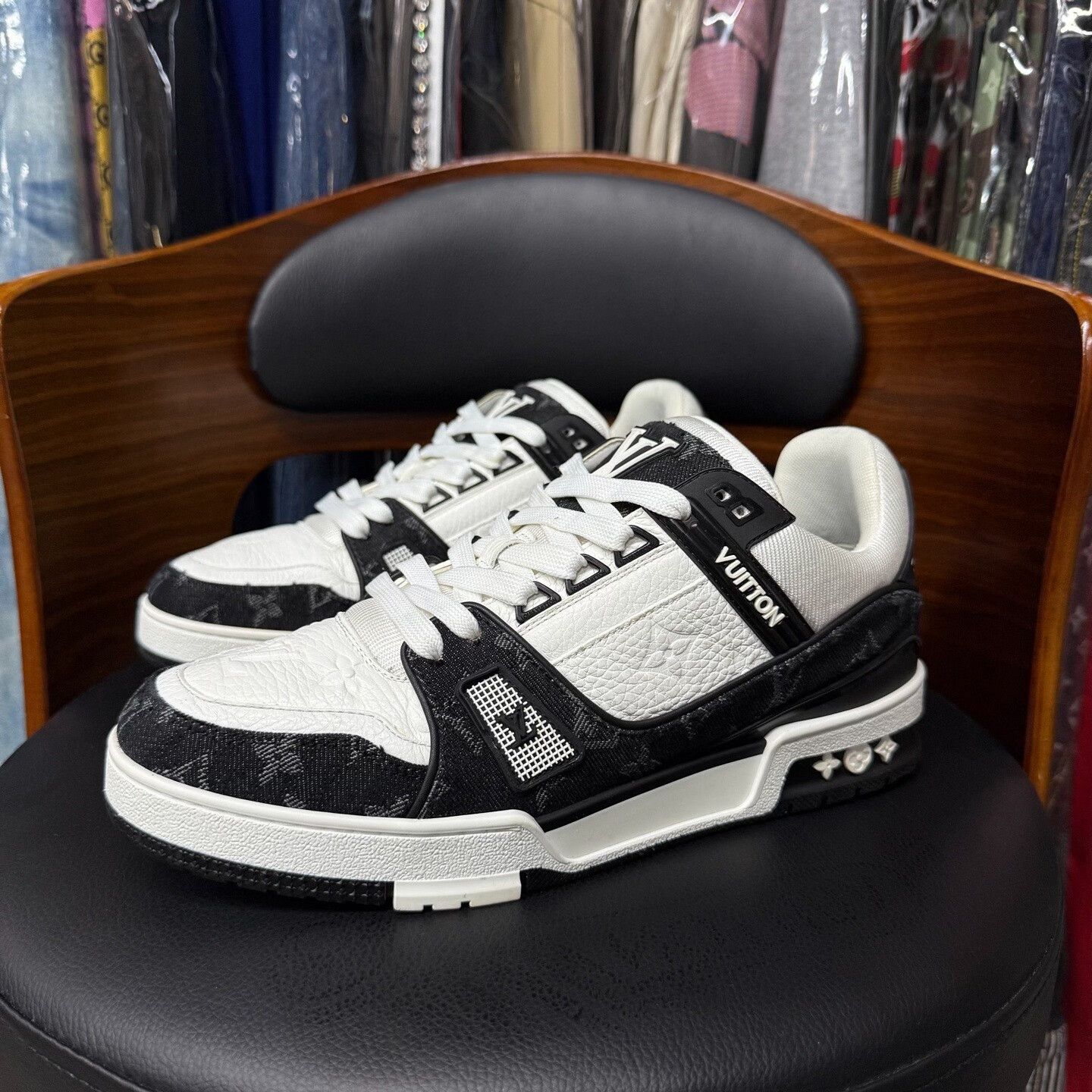 Louis Vuitton Louis Vuitton Training Denim Black Lowtop Sneakers 8 Men Size US 8 / EU 41 - 1 Thumbnail