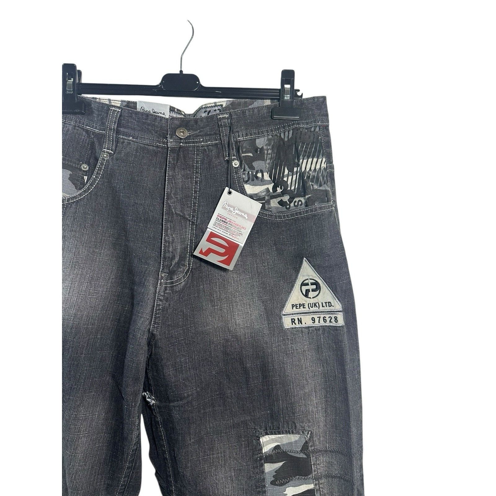Pepe Jeans Vintage Pepe London Baggy Denim Jeans Grey Black Hip Hop 90’ Size US 36 / EU 52 - 2 Thumbnail
