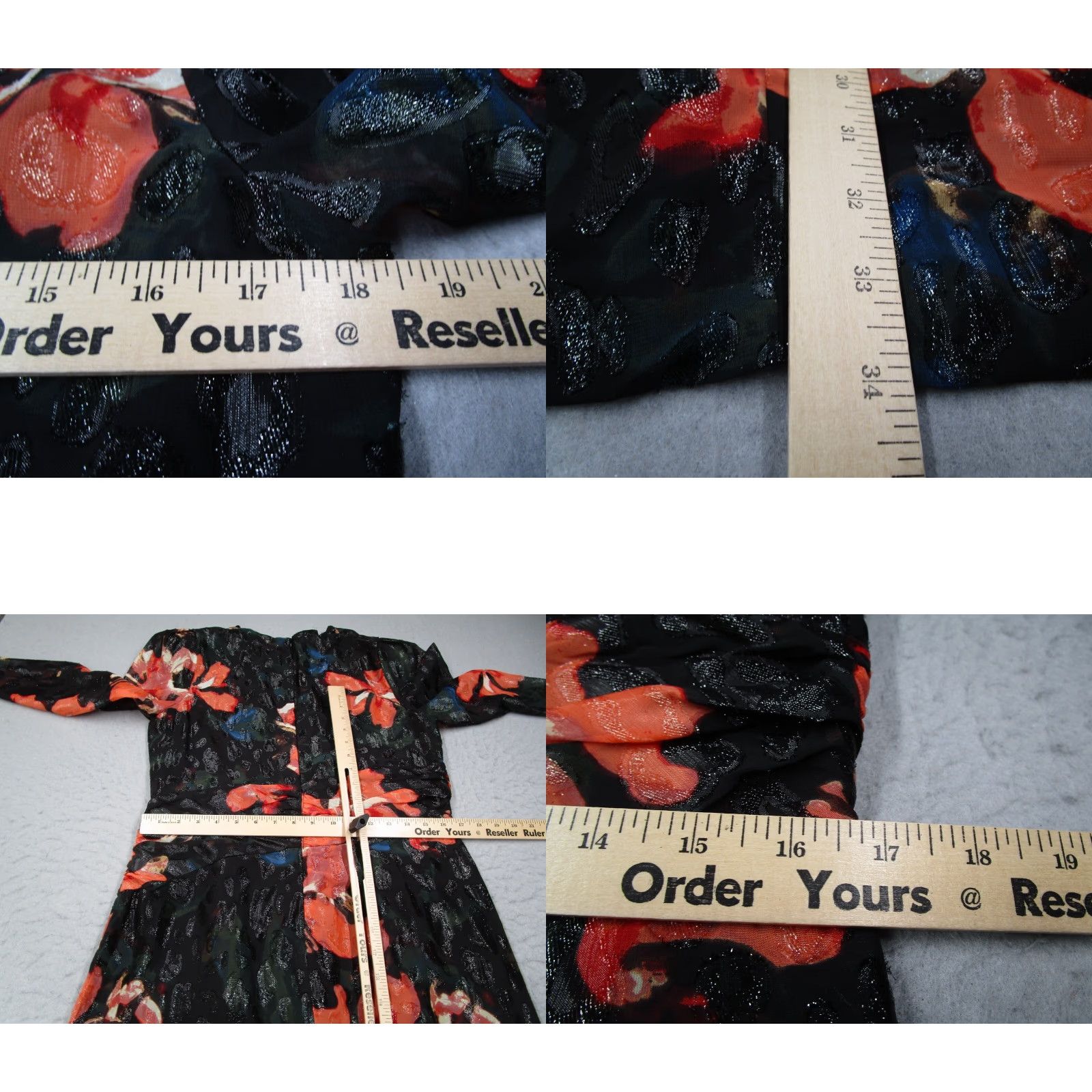 Vintage Bardot Dress Women 12 Extra Large Black Leopard Floral Long Sleeve Minidress Size XL / US 12-14 / IT 48-50 - 8 Thumbnail